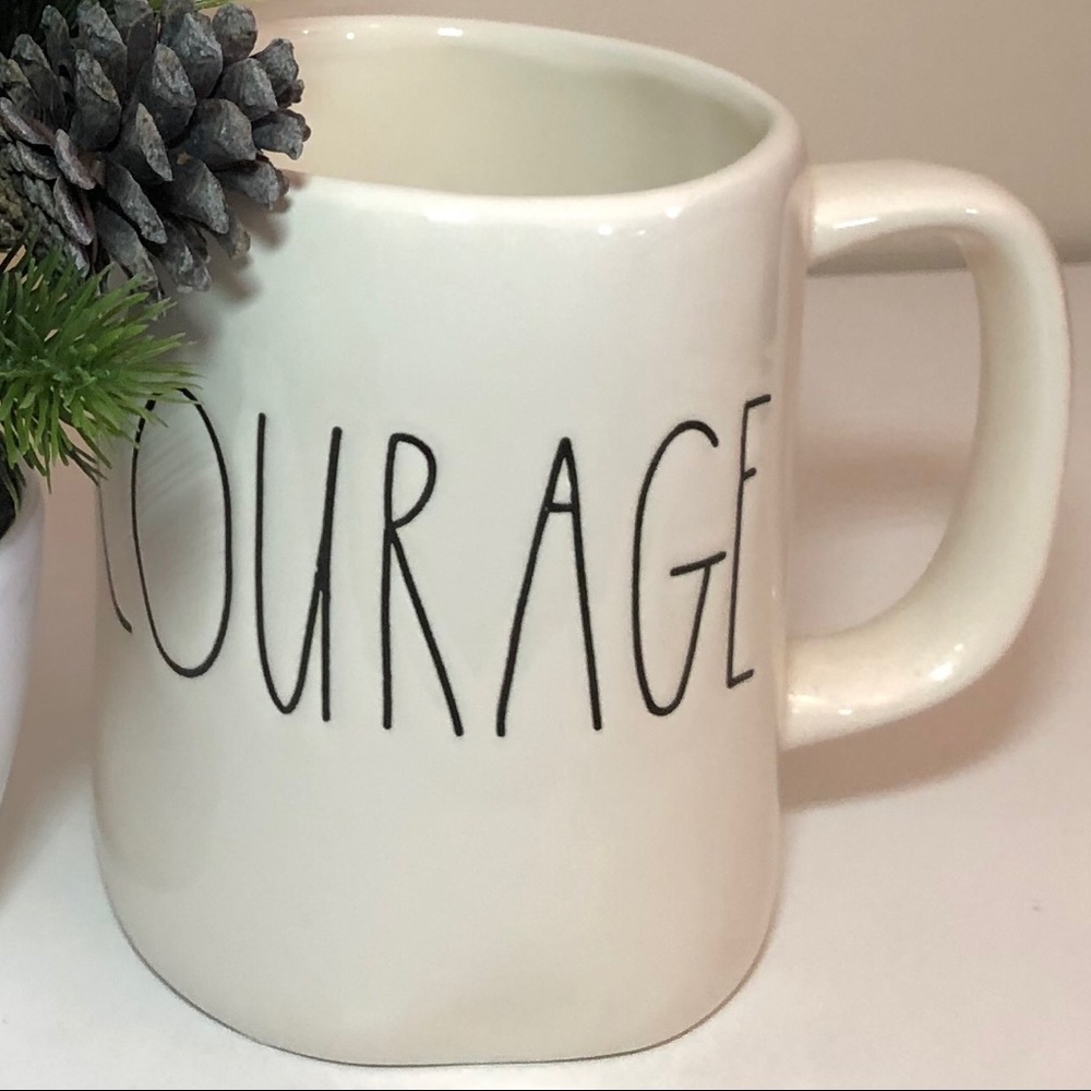 Rae Dunn “COURAGE” Mug Coffee Tea Cream White